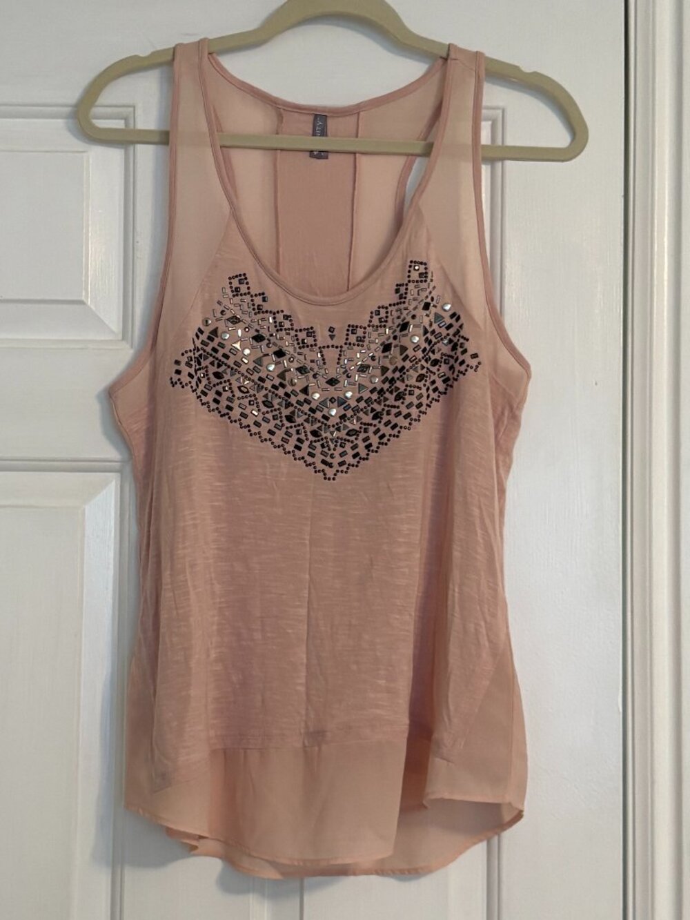 Vanity Soft pink embellished tank - Size L